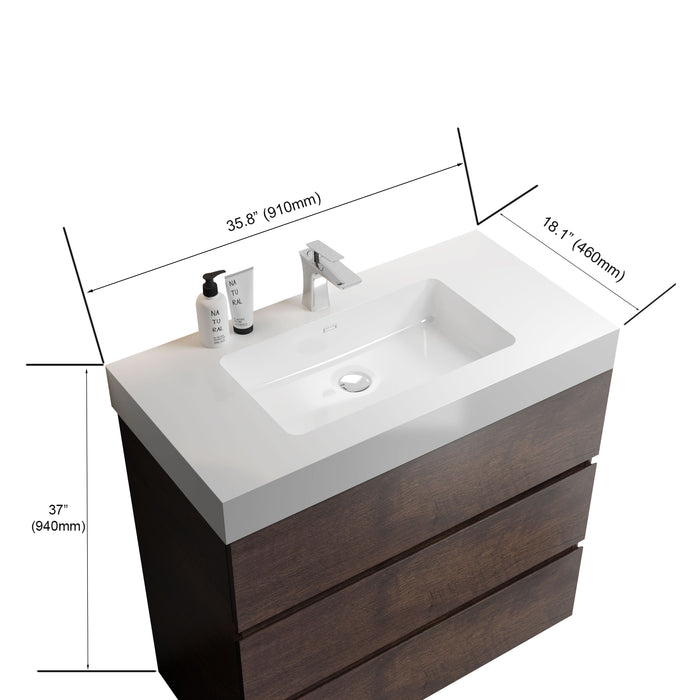 Alice - Bathroom Vanity With Large Storage Freestanding Bathroom Vanity, Sink For Modern Bathroom, One-Piece Sink Basin Without Drain And Faucet