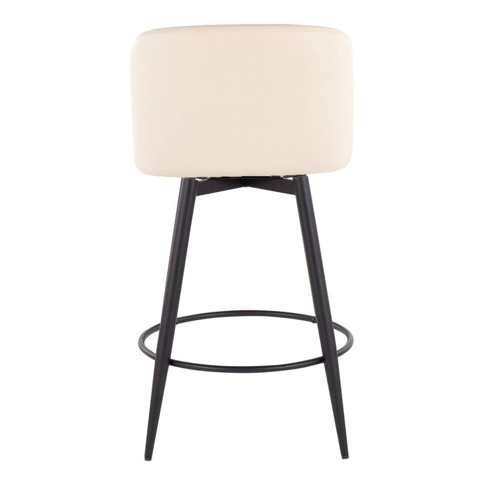 Toriano - Contemporary Fixed-Height, Counter Stool With Swivel With Round Footrest (Set of 2)