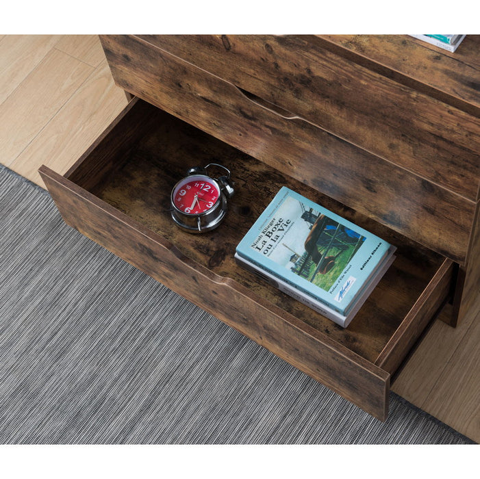 Functional 5 Drawer Chest - Distressed Brown