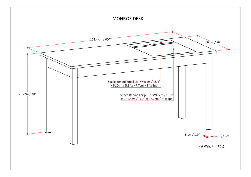 Monroe - Desk - Distressed Charcoal Brown