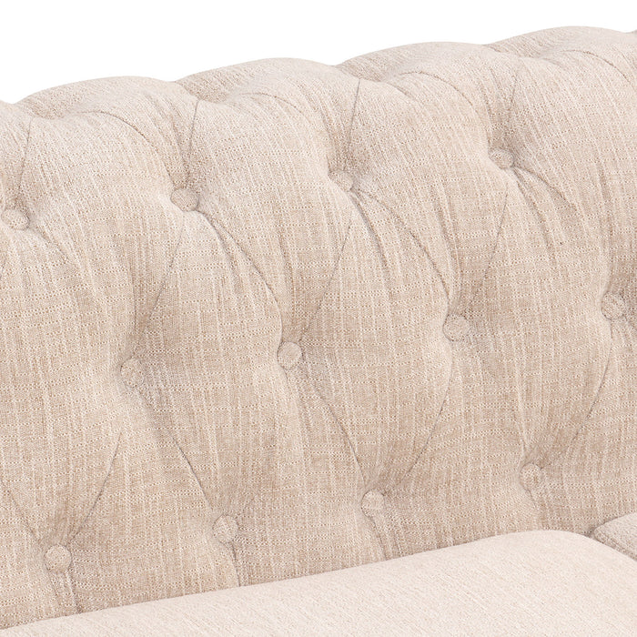 Modern Sofa Dutch Plush Upholstered Sofa, Solid Wood Legs, Buttoned Tufted Backrest