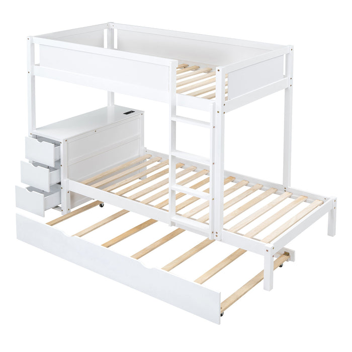 Bunk Bed With Twin Size Trundle, Storage And Desk