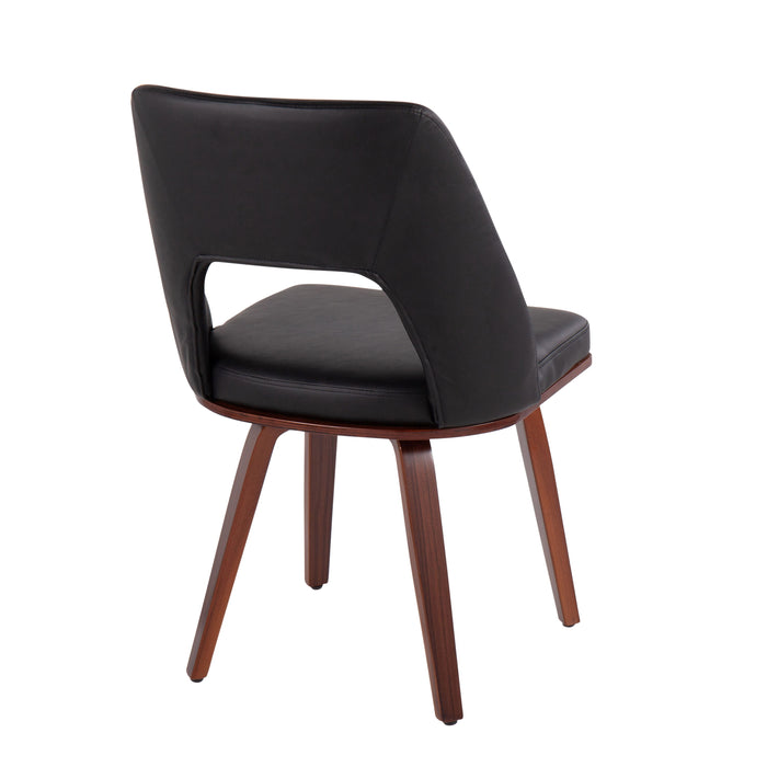 Triad - Mid-Century Modern Upholstered Chair (Set of 2) - Walnut / Black