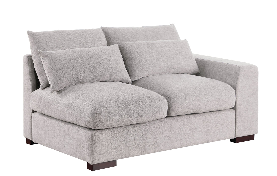 Tatman - Linen Blend Sectional With 2 Ottomans