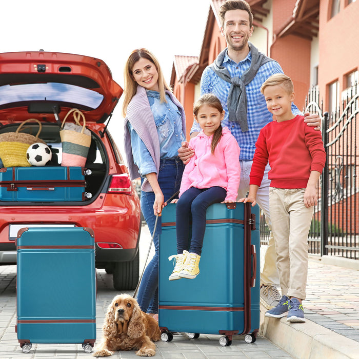 20" Luggage 1 Piece With Tsa Lock, Lightweight Suitcase Spinner Wheels, Carry On Vintage Luggage