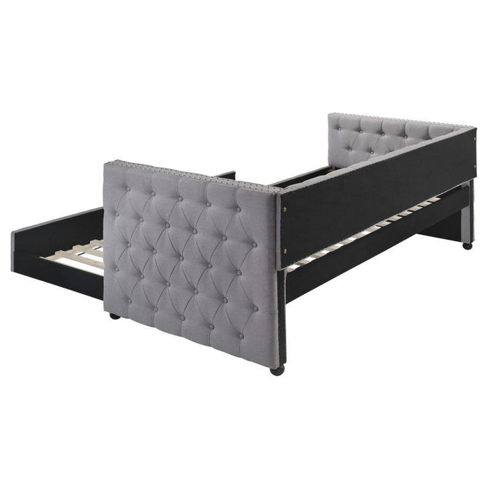 Mockern - Tufted Upholstered Daybed With Trundle - Gray