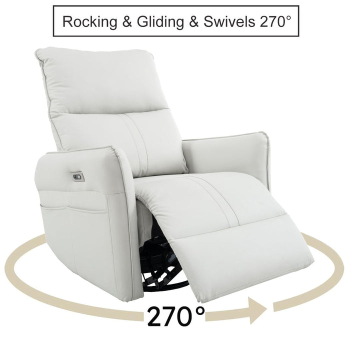 29.92" 270 Power Swivel Rocker Recliner Chair, Electric Glider Reclining Sofa With USB Ports, Power Swivel Glider, Rocking Chair Nursery Recliners For Living Room Bedroom