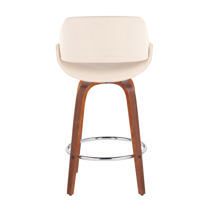 Fabrico - Mid Century Modern, Fixed Height Counter Stool With Round Footrest (Set of 2)