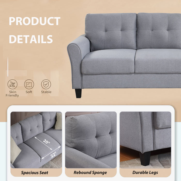 Modern Living Room Sofa Set Linen Upholstered Couch Furniture For Home Office