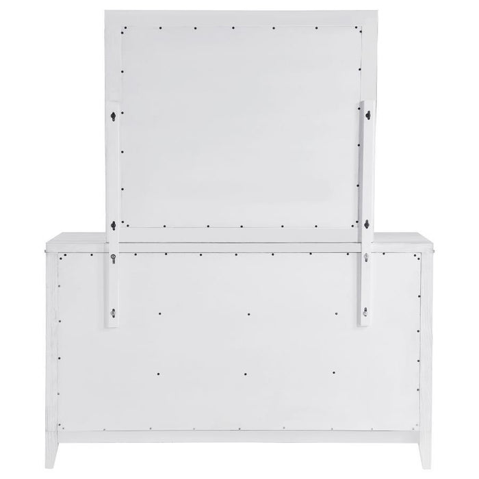 Marielle - 6 Drawers Dresser With Mirror - Distressed White