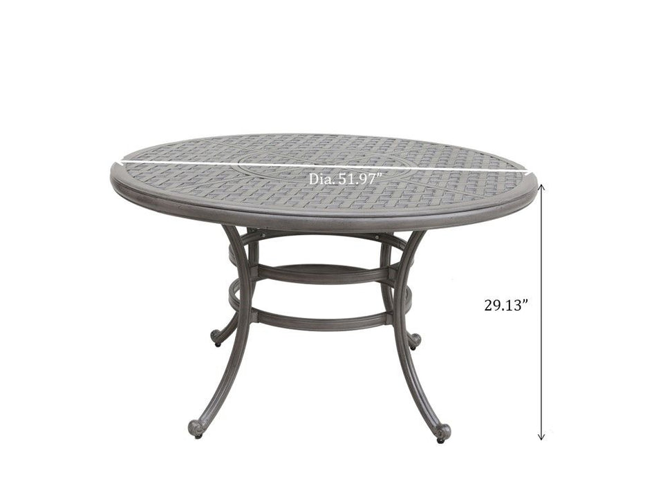 All-Weather And Durable 52" Round Cast Aluminum Round Dining Table With Umbrella Hole - Gray