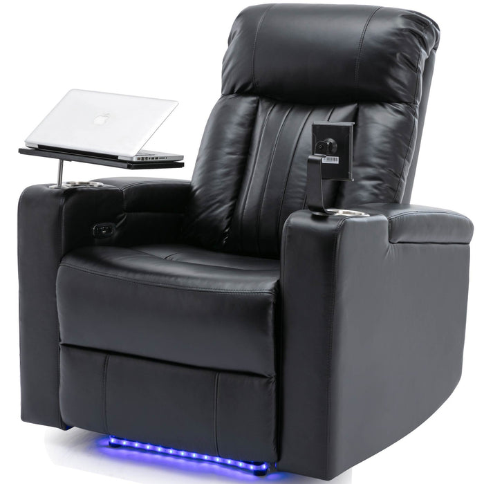 Premium Power Recliner With Storage Arms, Cupholders, Swivel Tray Table And Cell Phone Stand