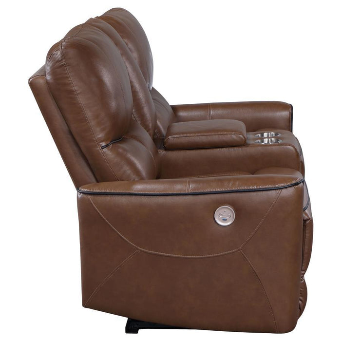 Greenfield - Upholstered Power Reclining Loveseat With Console