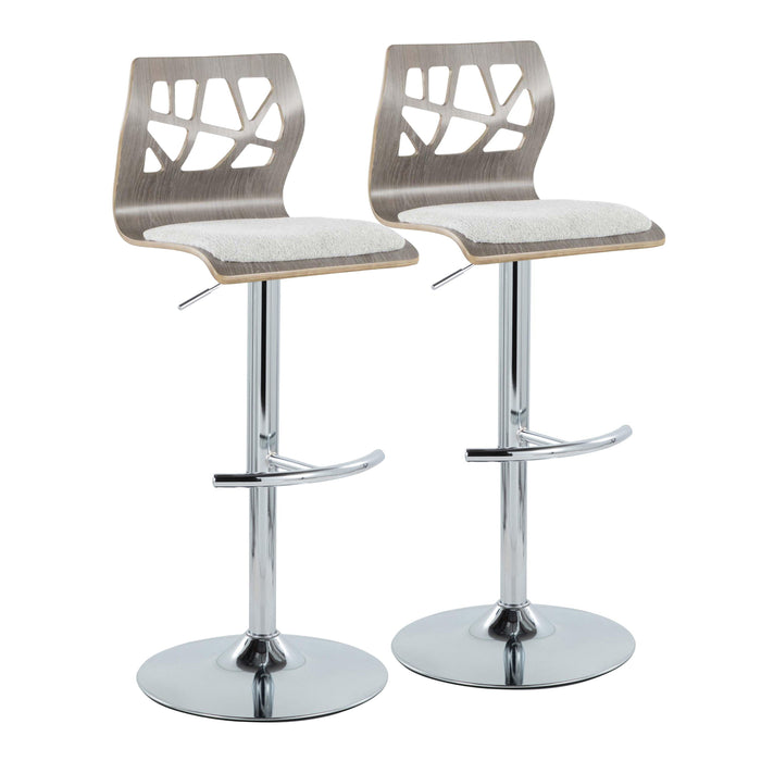 Folia - Contemporary Adjustable Barstool With Swivel With Rounded T Footrest (Set of 2)