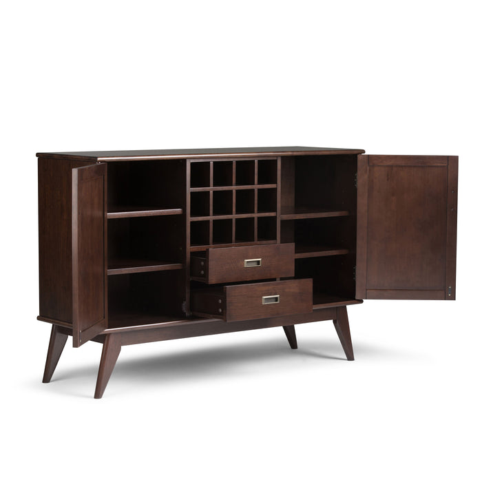 Draper - Mid Century Sideboard Buffet and Wine Rack - Medium Auburn Brown