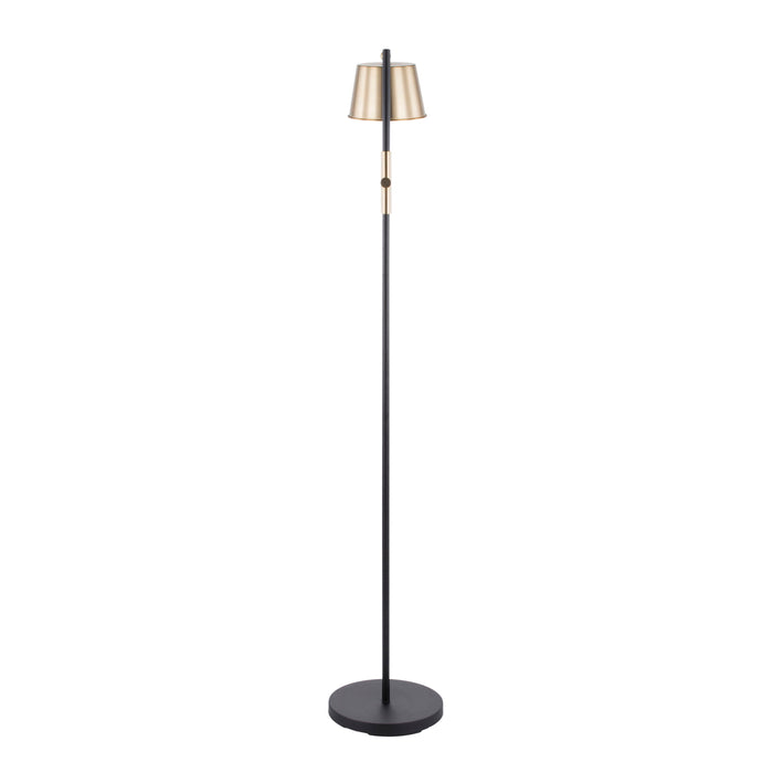 Metric - Industrial Floor Lamp - Black / Antique Brass