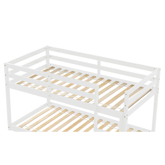 Twin Over Twin Floor Bunk Bed - White