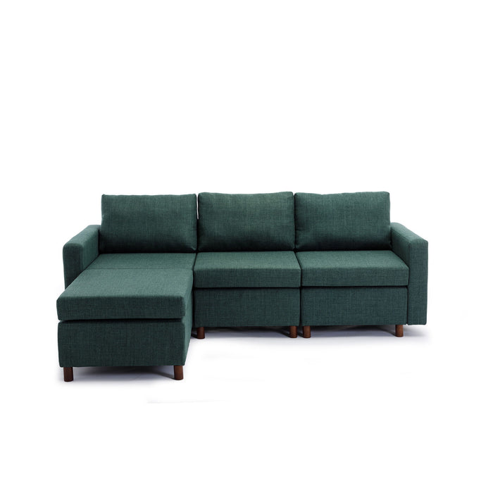 3 Seat Module Sectional Sofa Couch With 1 Ottoman For Living Room, Seat Cushion And Back Cushion Non-Removable And Non-Washable