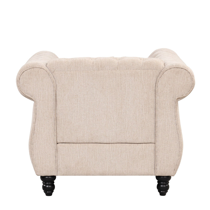 Modern Sofa Dutch Plush Upholstered Sofa, Solid Wood Legs, Buttoned Tufted Backrest