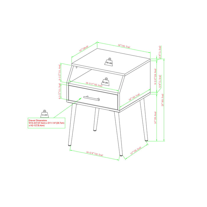 Contemporary Angled Nightstand - Slate Gray