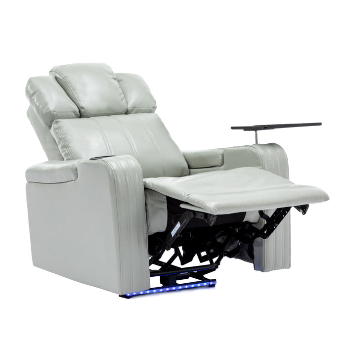 Power Recliner Individual Seat Home Theater Recliner With Cooling Cup Holder - Bluetooth Speaker, Led Lights, USB Ports, Tray Table, Arm Storage For Living Room