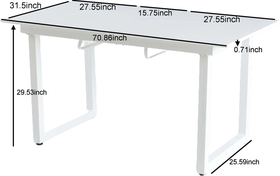 Square Extendable Dining Table With Metal Leg, Modern Space Saving Kitchen Table For Living Room