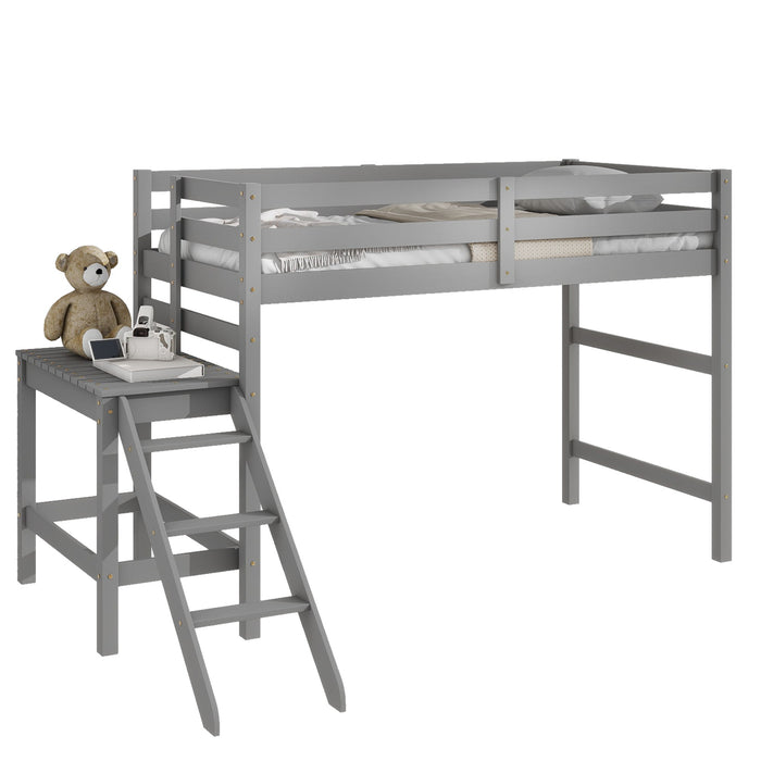 Twin Loft Bed With Platform, Ladder