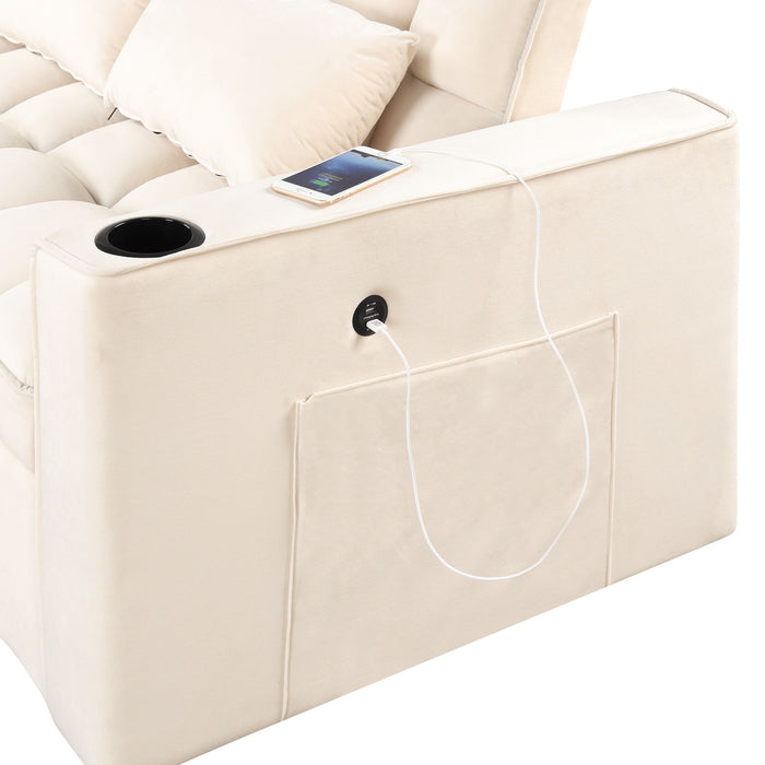 Multi Functional Sofa Bed With Cup Holder And USB Port For Living Room Or Apartments