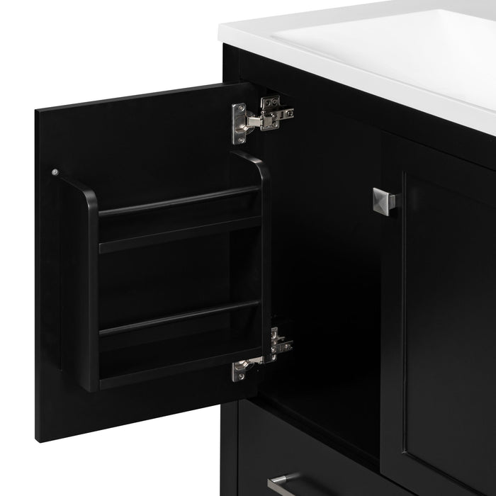 Bathroom Vanity With Single Sink, Combo Cabinet Undermount Sink, Bathroom Storage Cabinet With Two Doors And A Drawer, Soft Closing, Multifunctional Storage, Solid Wood Frame