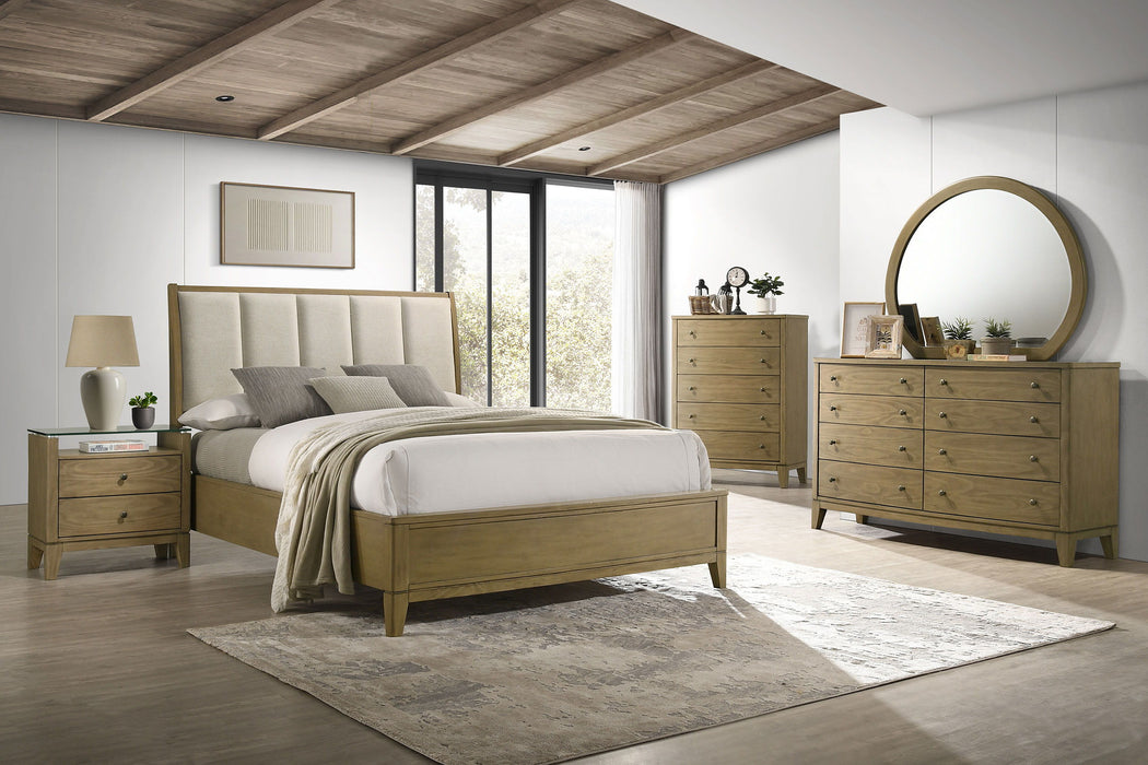 Granada - Upholstered Eastern King Panel Bed - Natural Pine