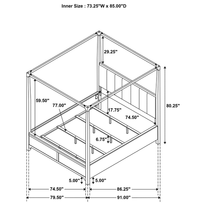 Gran Park - California King Four Poster Canopy Bed - Dark Cocoa