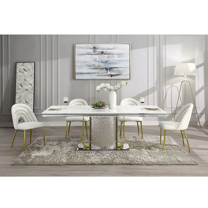 Fadri - Side Chair (Set of 2) - Teddy Sherpa & Mirrored Gold