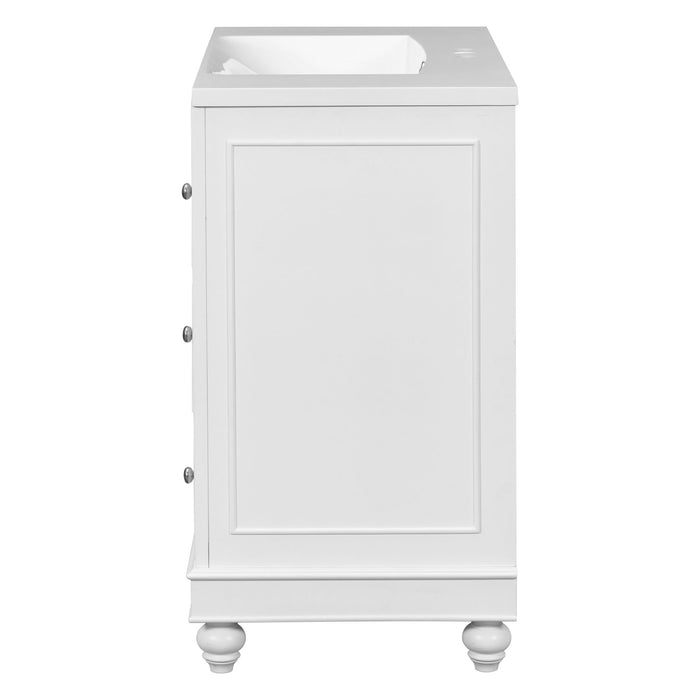 Contemporary Bathroom Vanity Cabinet, 4 Drawers & 1 Cabinet Door, Multipurpose Storage, Resin Integrated Sink, Adjustable Shelves, Solid Wood Frame With MDF