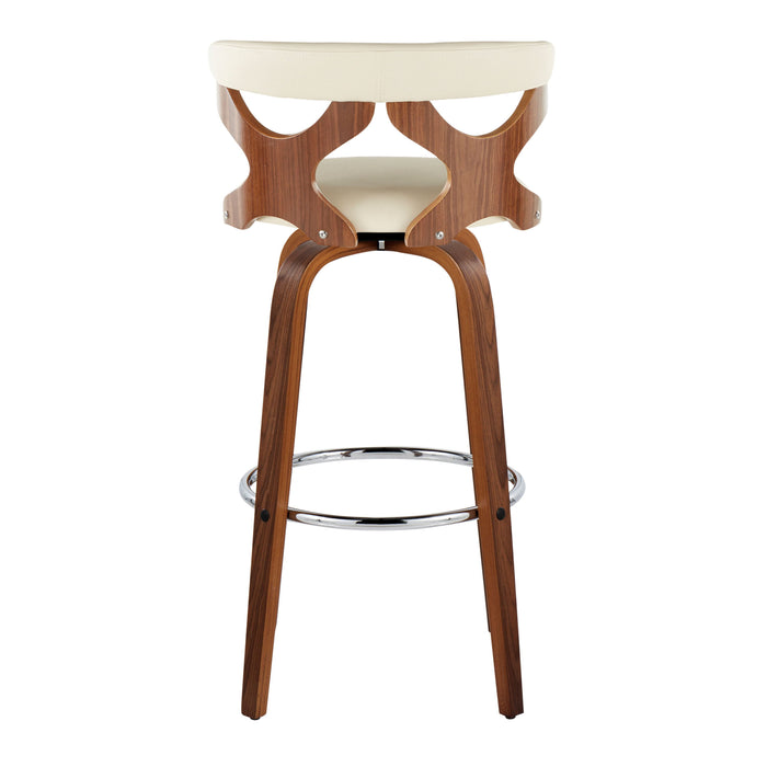 Gardenia - Mid Century Modern Fixed Height Barstool With Swivel With Round Footrest (Set of 2)