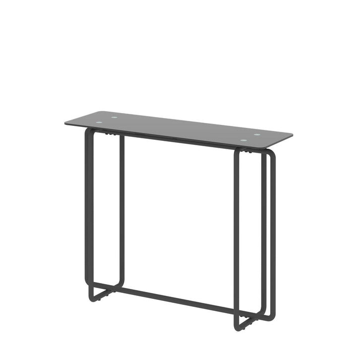 Console Table Single Layer Tempered Glass Rectangular Porch Table Black Leg Double Tempered Glass Tea Table