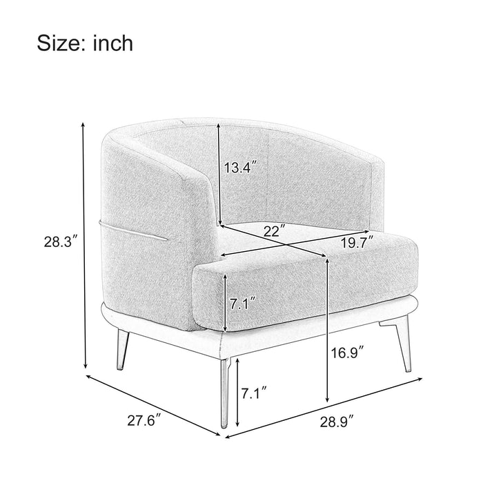 Modern Two-Tone Barrel Chair, Upholstered Round Armchair For Living Room Bedroom Reading Room