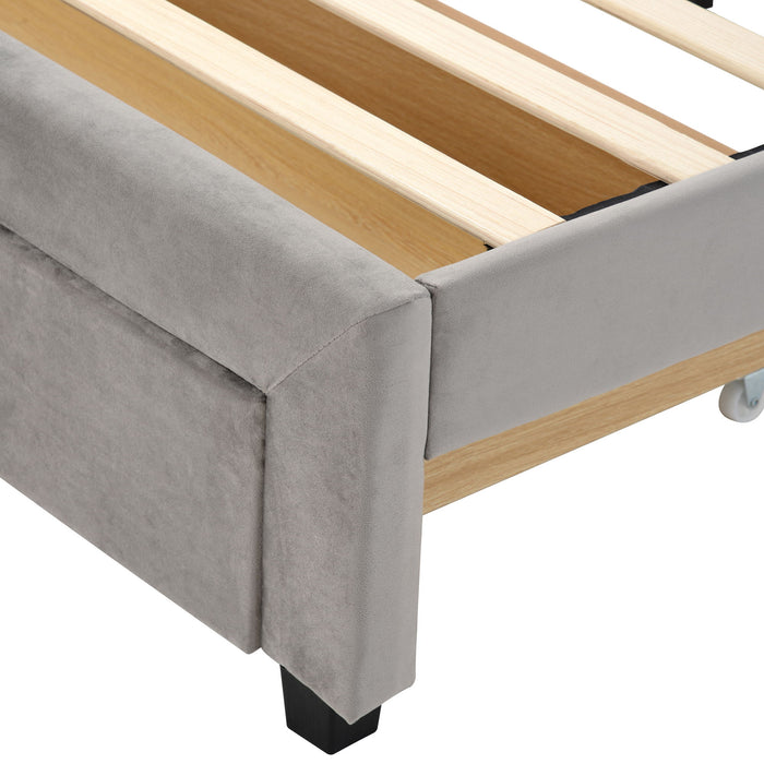 Storage Bed Velvet Upholstered Platform Bed With A Big Drawer