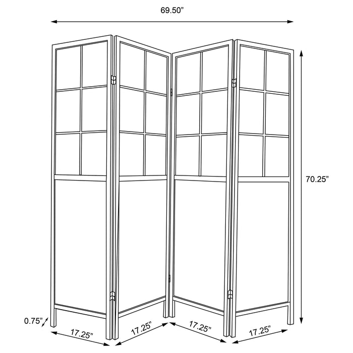 Edwards - 4-Panel Room Divider Folding Shoji Screen - Natural