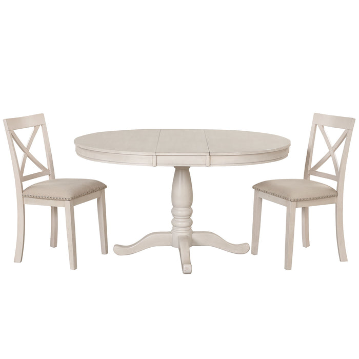 Modern Dining Table Set For 4, Round Table And 4 Kitchen Room Chairs, 5 Piece Kitchen Table Set For Dining Room, Dinette, Breakfast Nook