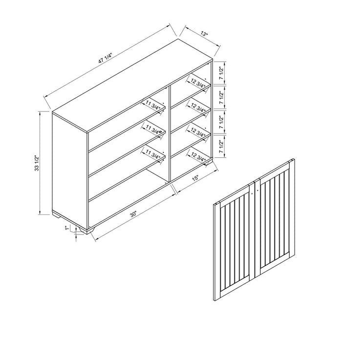 Entryway 4-Tier Organizing Storage Cabinet, Double Door Wooden Shoe Cabinet - Dark Taupe