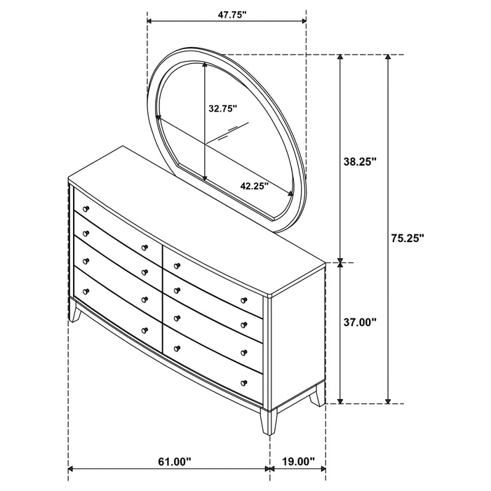 Granada - 8-Drawer Dresser And Mirror - Natural Pine