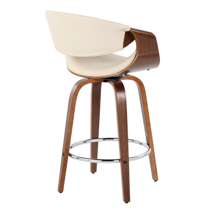 Symphony - Mid Century Modern Fixed Height Counter Stool & Swivel With Round Footrest (Set of 2)