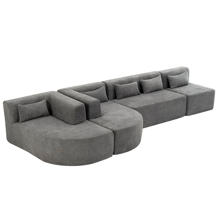 Upholstered Sofa Free Combined Sofa Couch With Two Chaise Lounge And Five Back Pillows For Living Room