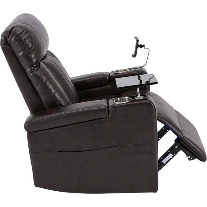 Premium Power Recliner With Storage Arms, Cupholders, Swivel Tray Table And Cell Phone Stand