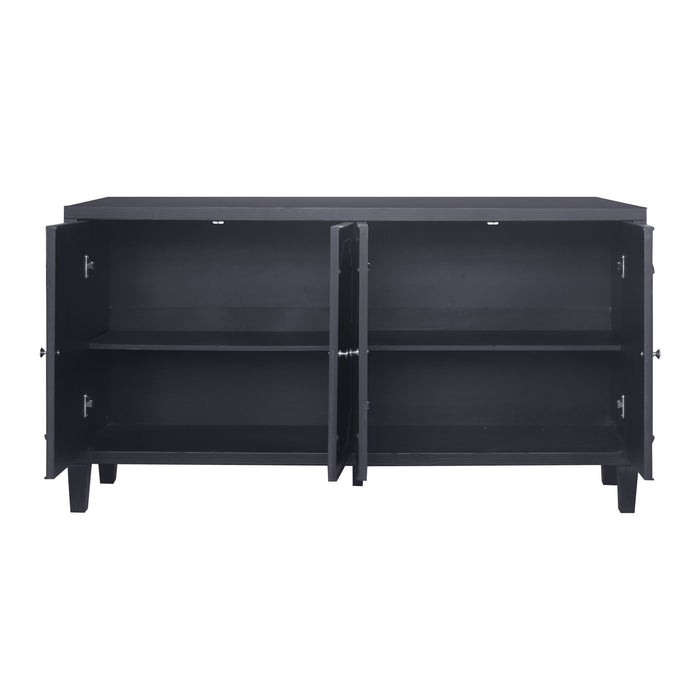 Accent Cabinet 4 Door Wooden Cabinet Sideboard Buffet Server Cabinet Storage Cabinet, For Living Room, Entryway, Hallway, Office, Kitchen And Dining Room - Matte Black