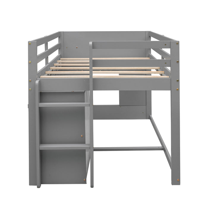 Twin Size Loft Bed With Cabinet And Shelf