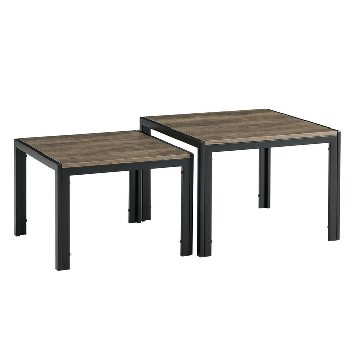 Nesting Coffee Table (Set of 2), Square Modern Stacking Table With Tempered Glass Finish For Living Room