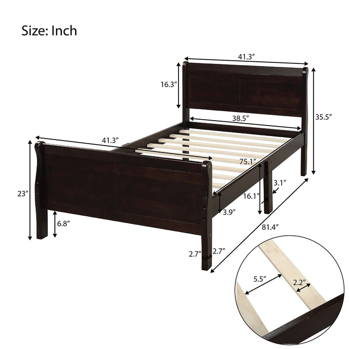 Twin Platform Bed Frame Mattress Foundation Sleigh Bed With Headboard / Footboard / Wood Slat Suppor