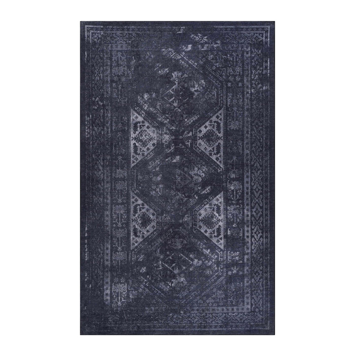 4' x 6' Area Rugs, Washable, Low-Pile, Non-Slip, Non-Shedding, Foldable, Kid & Pet Friendly - Black / Gray