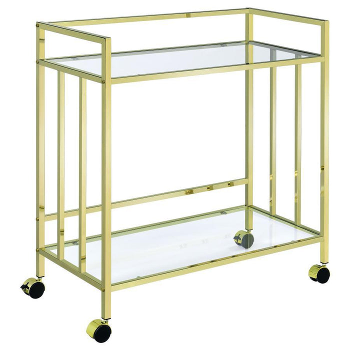 Cara - 2-tier Rectangular Glass Shelf Metal Bar Cart